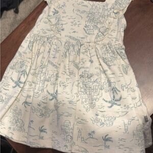 Kids Printed Dress in Cream and Blue
